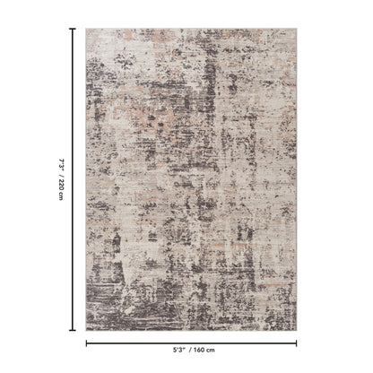 Jewel Abstract Area Rug by HouseOfZazla, durable polyester in beige gray rust tones, 5'3 x 7'3 on Tampa Home & Garden Store