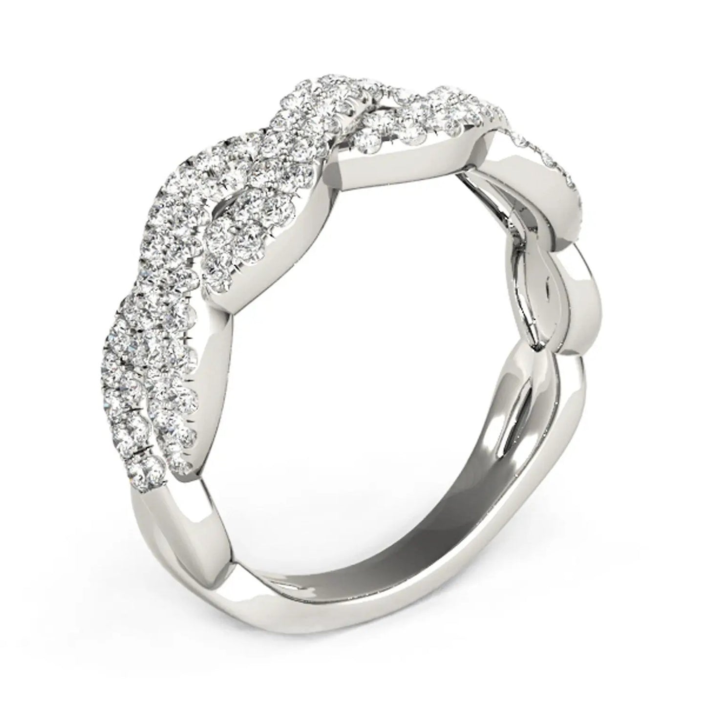 Diamond Studded Interlocking Waves Ring in 14k White Gold 5/8 cttw Bids.com on Tampa Home & Garden Store