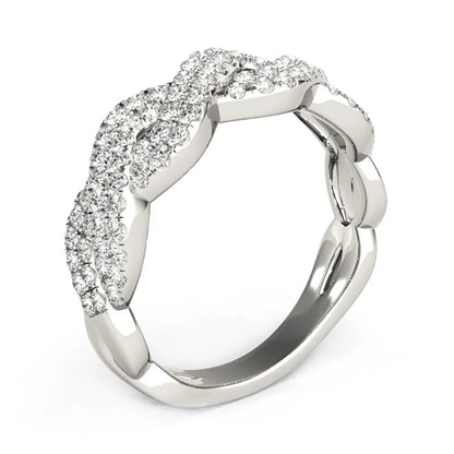 Diamond Studded Interlocking Waves Ring in 14k White Gold 5/8 cttw Bids.com on Tampa Home & Garden Store