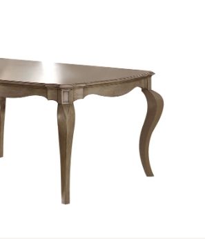 Chelmsford Dining Table in antique taupe wood by HouseOfZazla with curved cabriole legs on Tampa Home & Garden Store