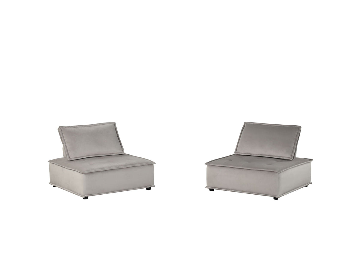 Anna armless lounge chairs with tufted gray upholstery, pair by HouseOfZazla on Tampa Home & Garden Store