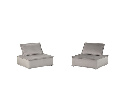 Anna armless lounge chairs with tufted gray upholstery, pair by HouseOfZazla on Tampa Home & Garden Store