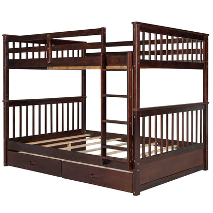 Bunk bed with ladders and 2 storage drawers in dark wood finish on Tampa Home & Garden Store