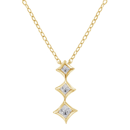 3-stone princess-cut diamond drop pendant necklace on 18in chain, 10K white gold, Bids.com on Tampa Home & Garden Store