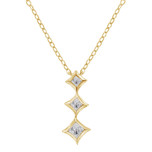 3-stone princess-cut diamond drop pendant necklace on 18in chain, 10K white gold, Bids.com on Tampa Home & Garden Store