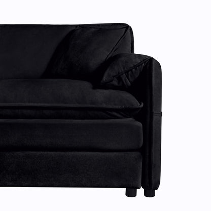 Modular sectional sofa in plush black velvet with deep seat cushions and padded arm on Tampa Home & Garden Store