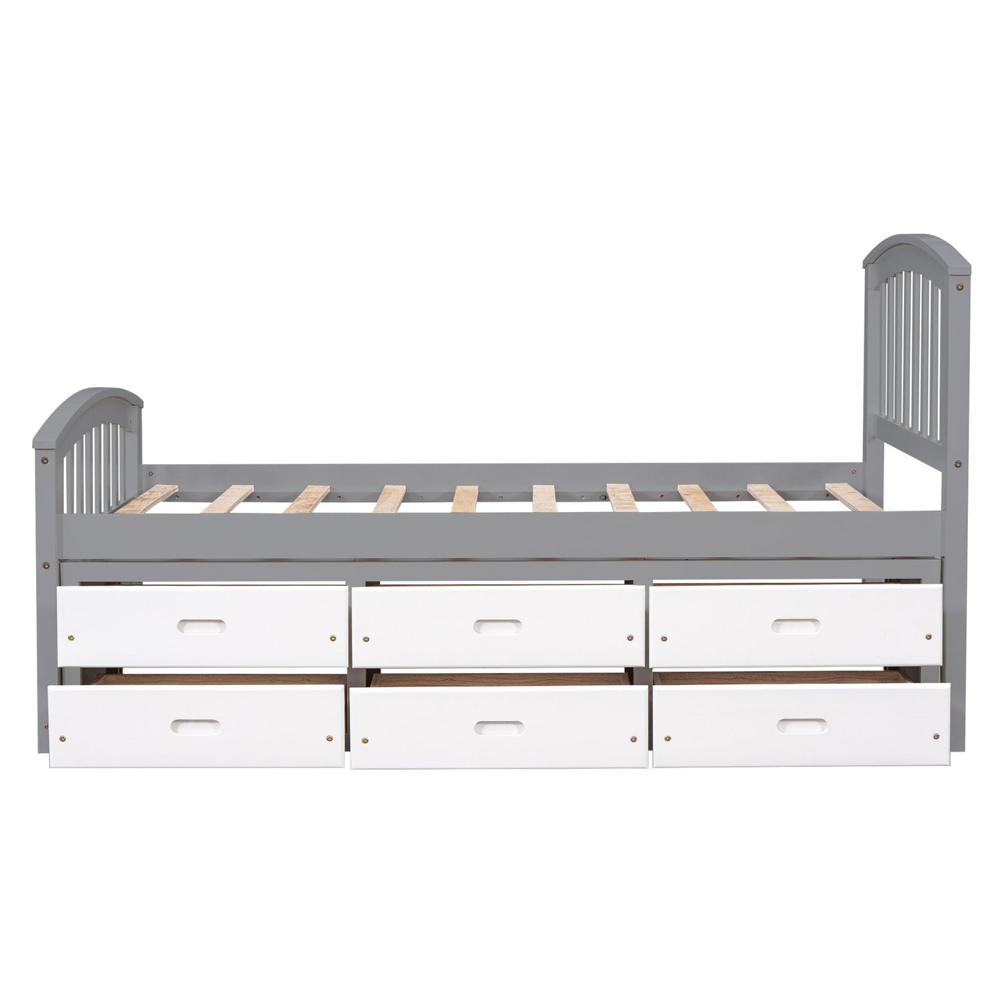 Platform storage bed solid wood gray frame with 6 white drawer fronts by HouseOfZazla on Tampa Home & Garden Store