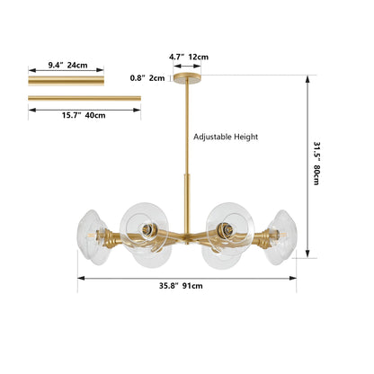 36in gold 8-light Sputnik chandelier with glass shades HouseOfZazla on Tampa Home & Garden Store