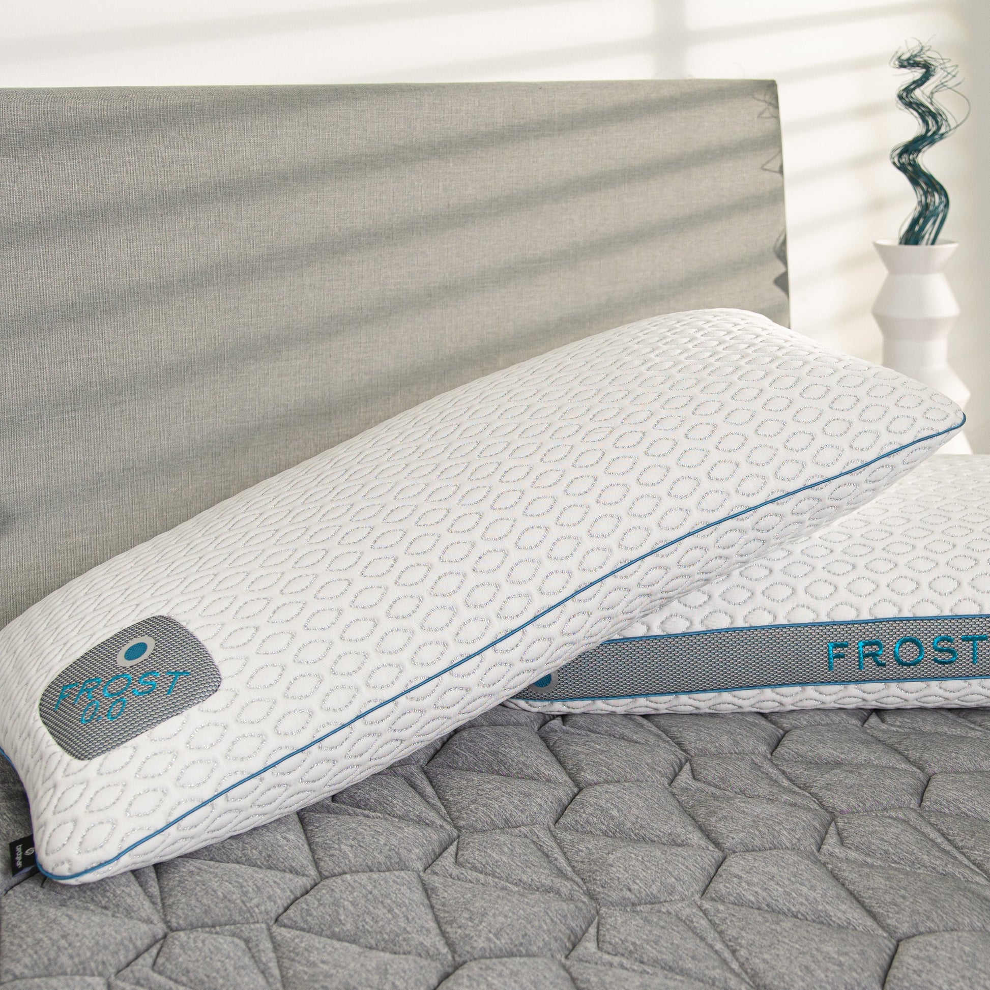 BedGear Frost Pillow 3.0 King cooling pillow with white cover and blue piping HouseOfZazla on Tampa Home & Garden Store