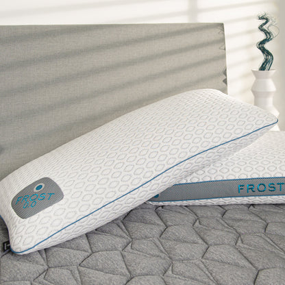 BedGear Frost Pillow 3.0 King cooling pillow with white cover and blue piping HouseOfZazla on Tampa Home & Garden Store