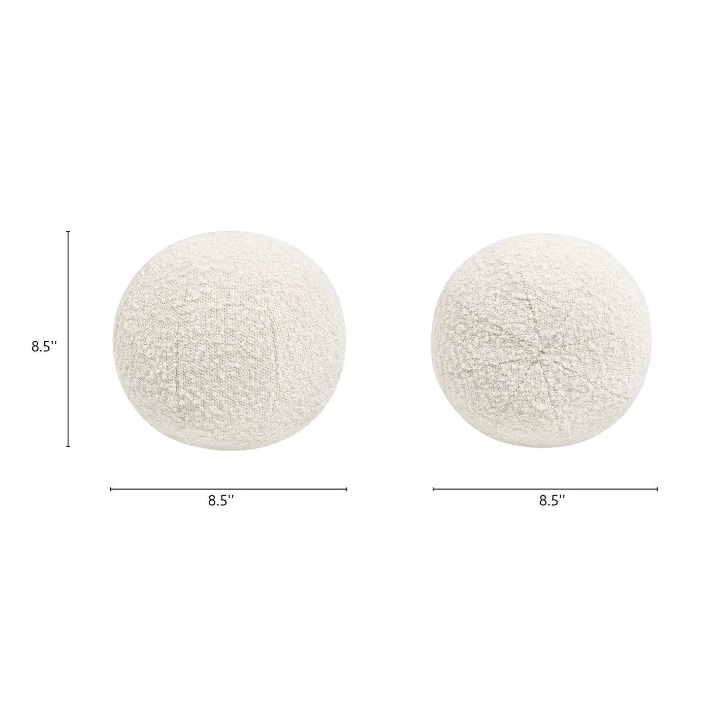 Luna Round Sphere Throw Pillow by Unique Piece Furniture, cream boucle, 2-pack, 8.5-inch on Tampa Home & Garden Store
