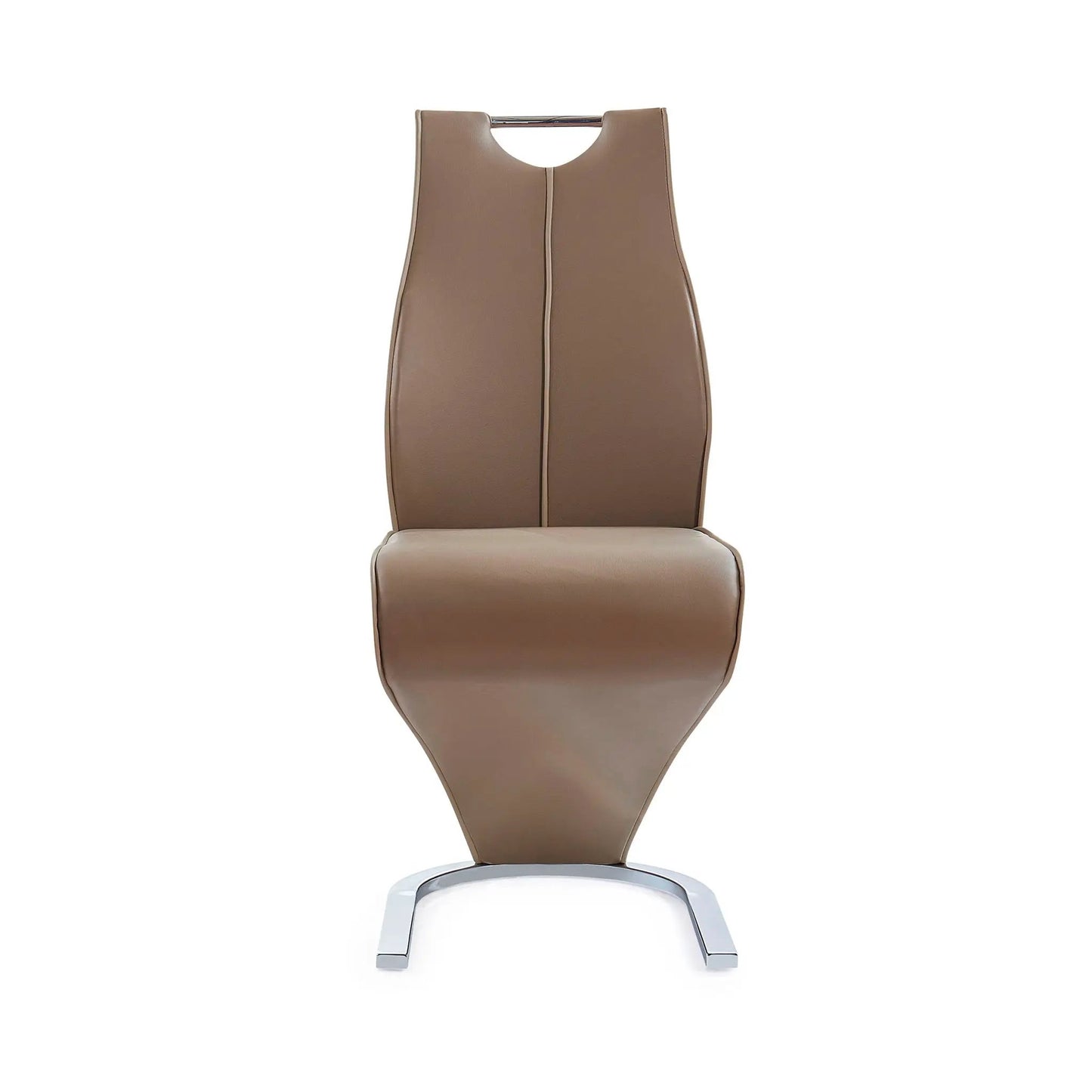 Tony dining chairs set of 2 brown beige faux leather with chrome legs on Tampa Home & Garden Store