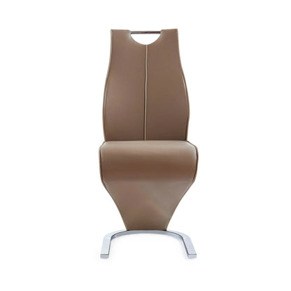 Tony dining chairs set of 2 brown beige faux leather with chrome legs on Tampa Home & Garden Store