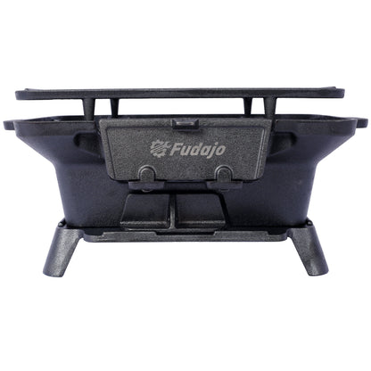 Oval cast iron grill skillet, outdoor portable charcoal pan with Fuego branding on Tampa Home & Garden Store