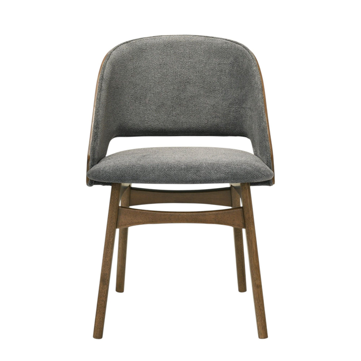 Gray fabric padded side chair set with walnut-finish wooden legs, set of 2 on Tampa Home & Garden Store