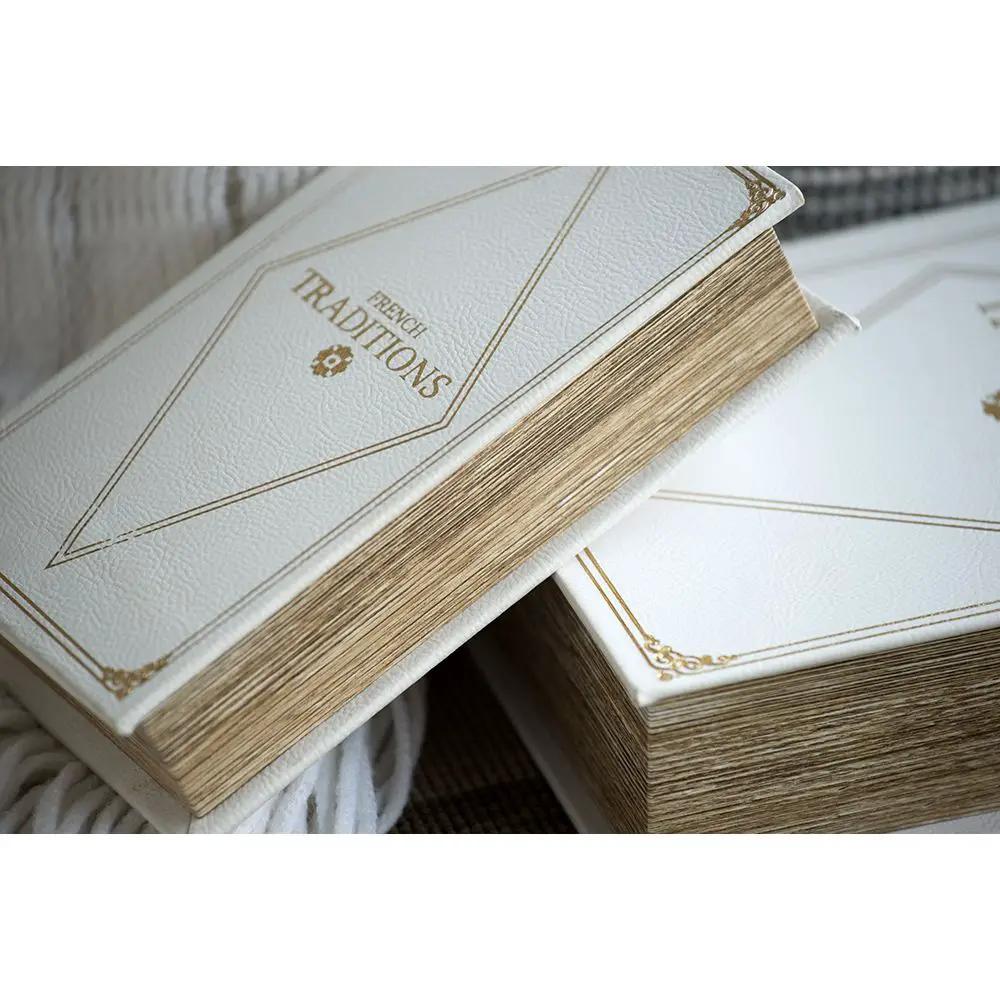 Book Boxes Set in White and Gold Faux Leather