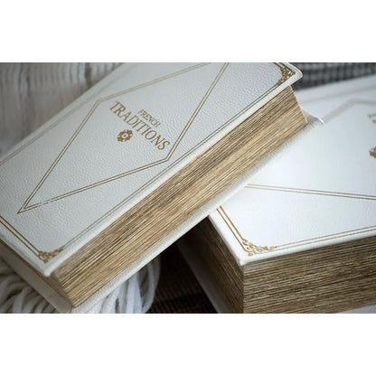 Book Boxes Set in White and Gold Faux Leather