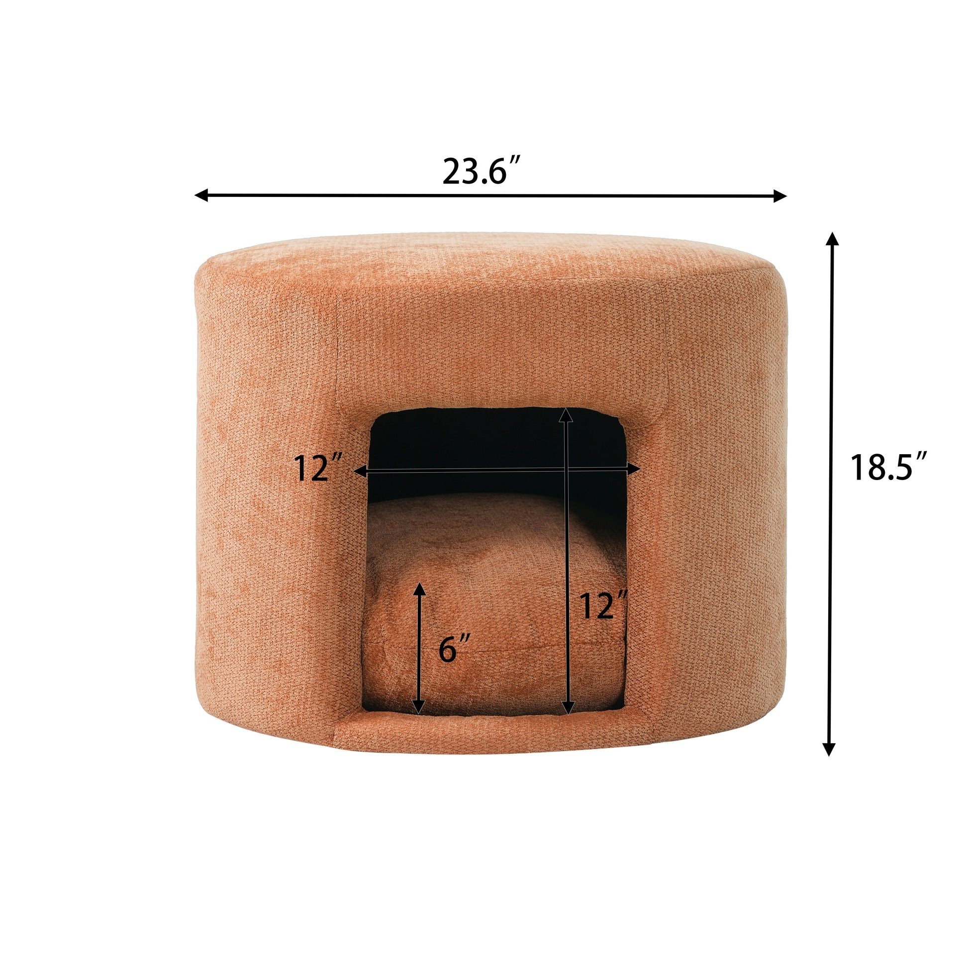 Orange pet friendly ottoman with removable pet cushion and hidden pet nook by HouseOfZazla on Tampa Home & Garden Store