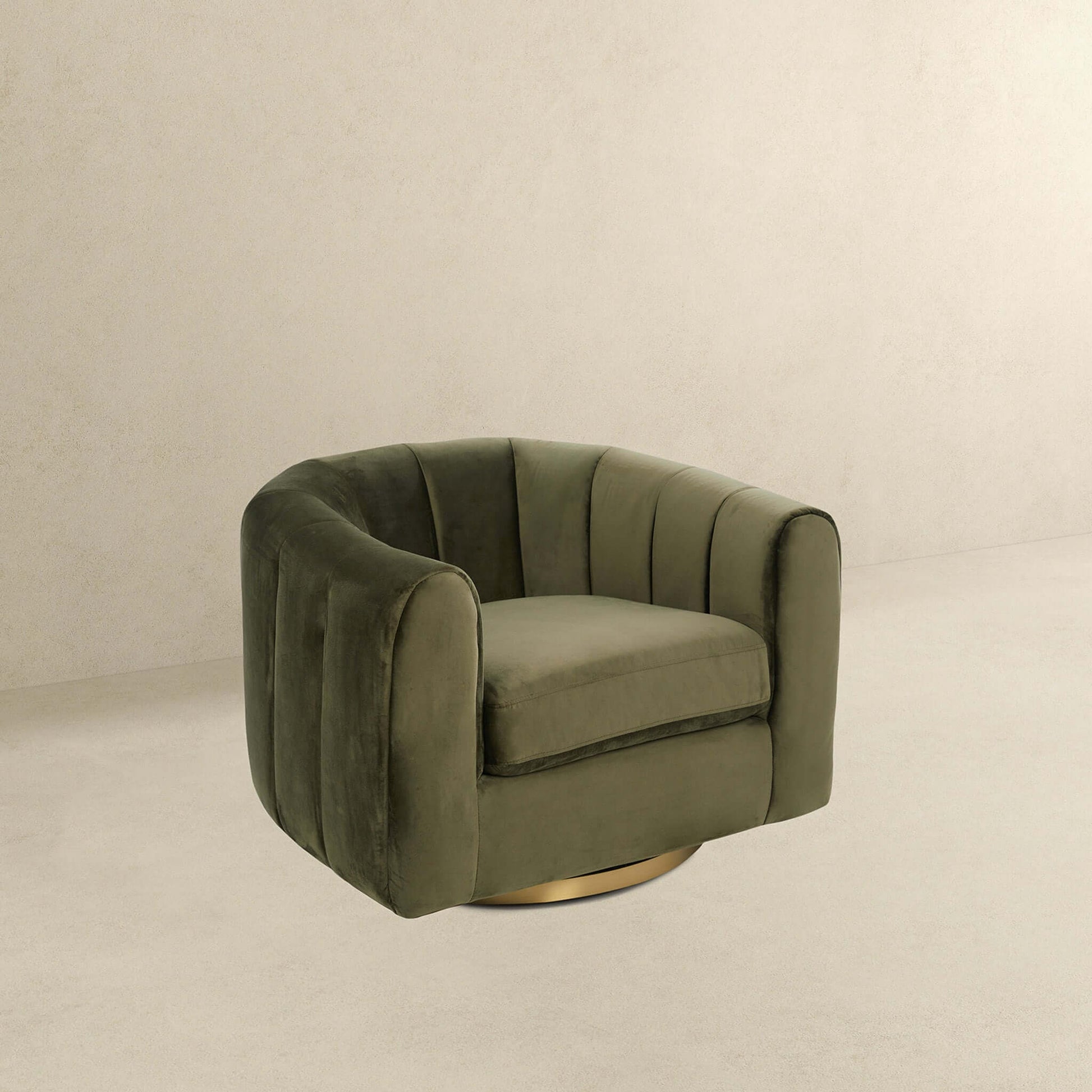 Cosey Green Velvet Swivel Chair by HouseOfZazla, green velvet accent chair with gold-tone base on Tampa Home & Garden Store