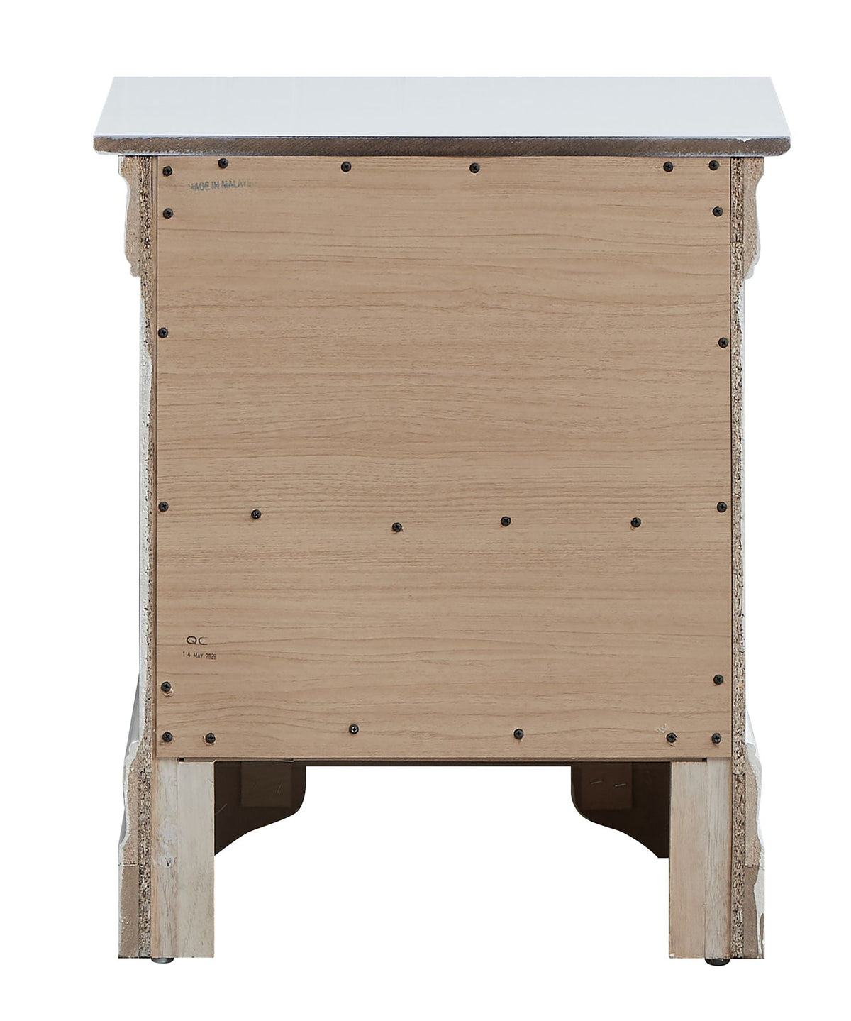 Decorative Accents Nightstand with textured gray top and natural wood panels on Tampa Home & Garden Store