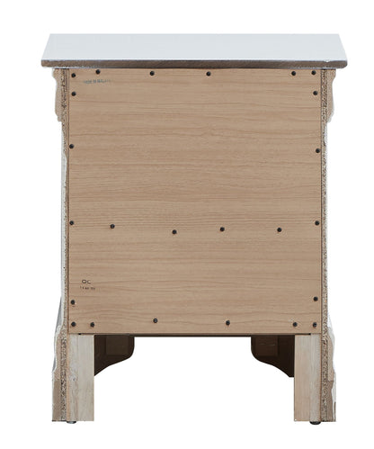 Decorative Accents Nightstand with textured gray top and natural wood panels on Tampa Home & Garden Store