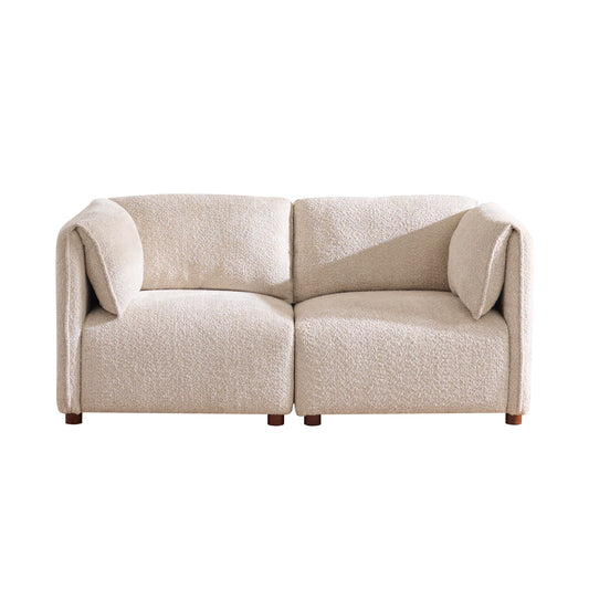 Aura 126 in 5-Piece L-Shaped Boucle Modular Sectional Sofa beige by HouseOfZazla on Tampa Home & Garden Store