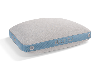 BedGear Flow Performance backrest pillow in light gray fabric with blue mesh side band on Tampa Home & Garden Store