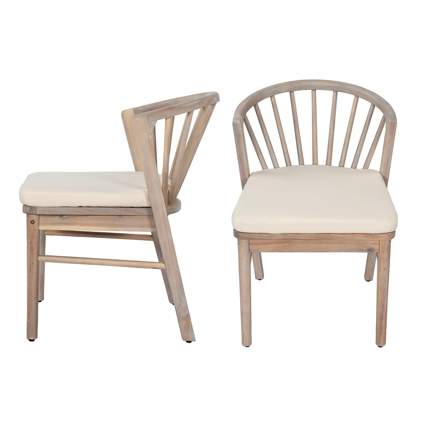 Acacia Wood Patio Outdoor Dining Chairs Set of 2