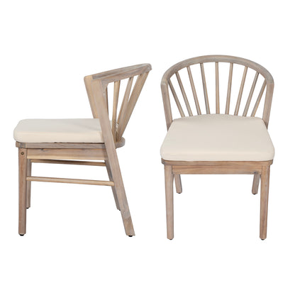 Acacia Wood Patio Outdoor Dining Chairs Set of 2