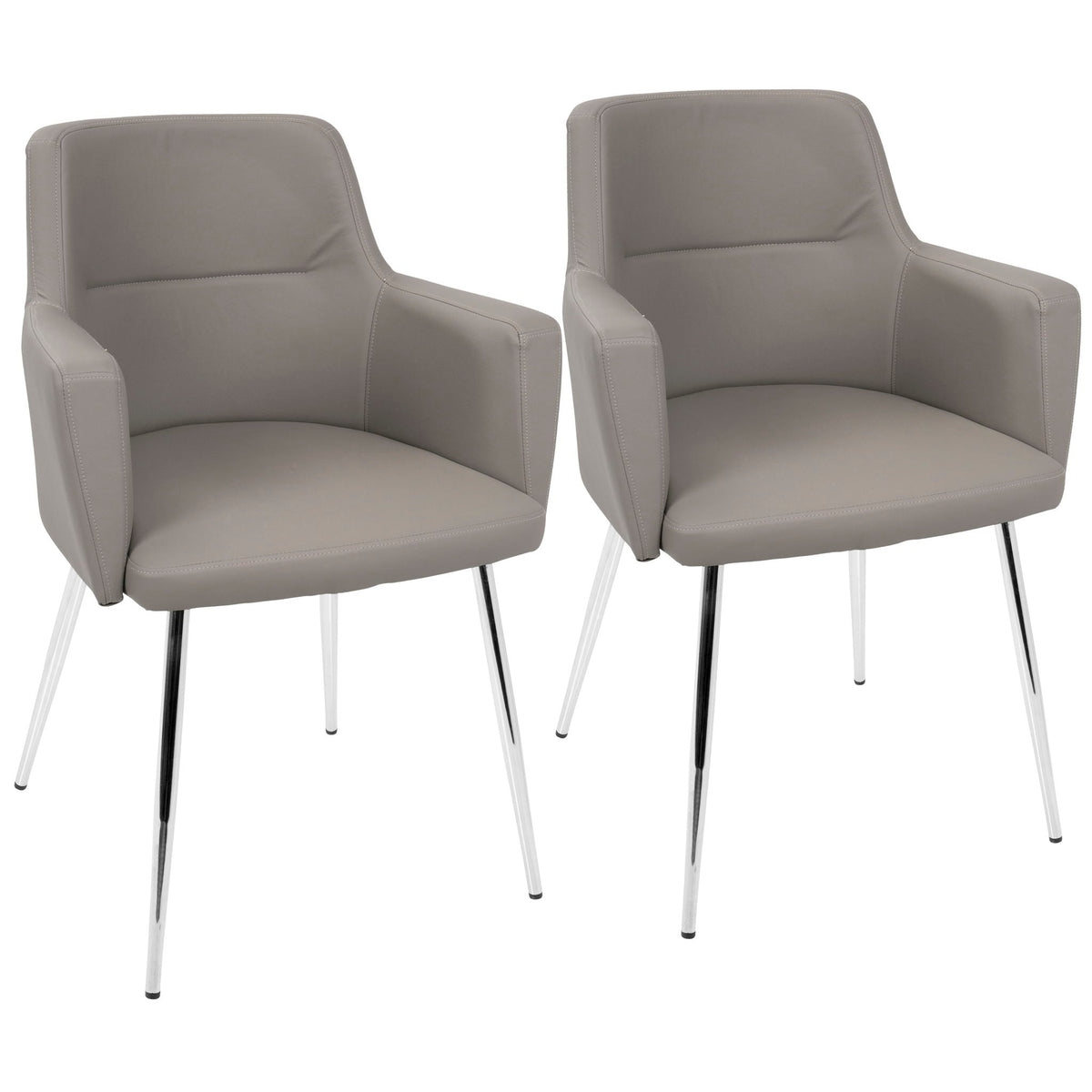 Contemporary dining chair set of 2 in gray padded upholstery with chrome legs by HouseOfZazla on Tampa Home & Garden Store