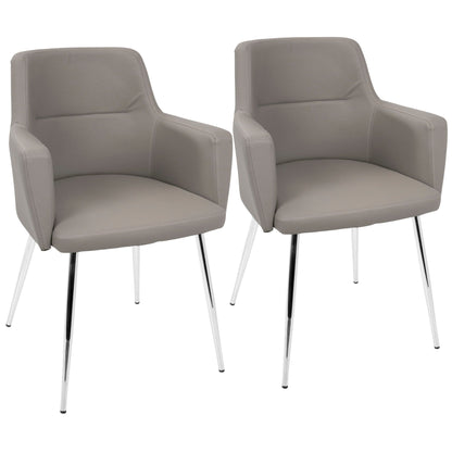 Contemporary dining chair set of 2 in gray padded upholstery with chrome legs by HouseOfZazla on Tampa Home & Garden Store