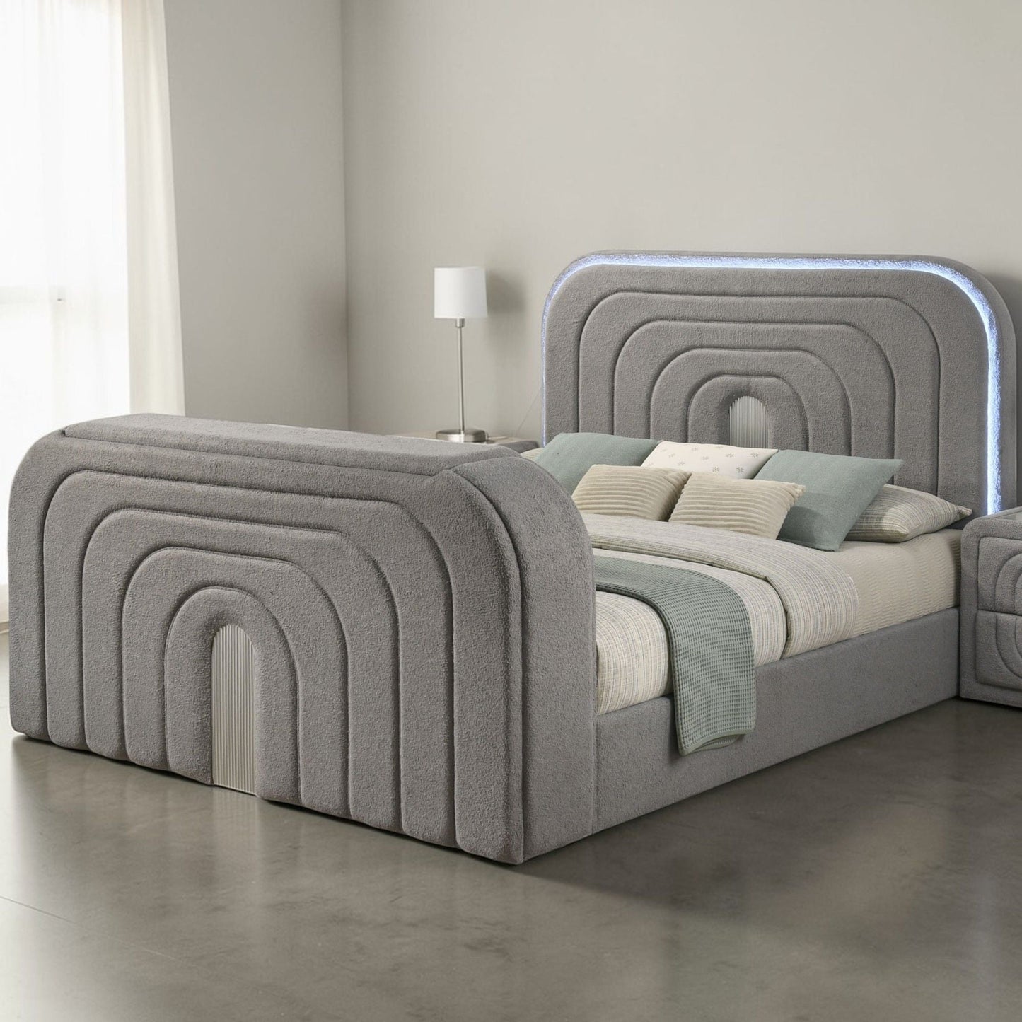 Smart Bed with LED Fireplace and Bluetooth