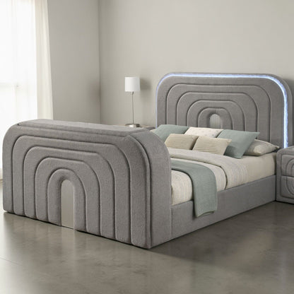 Smart Bed with LED Fireplace and Bluetooth