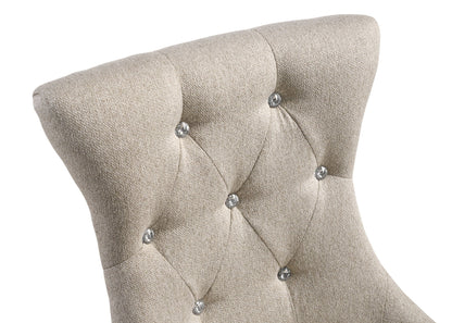 Two Tone Reclaimed Side Chair Set beige/gray upholstery tufted high-back crystal button accents on Tampa Home & Garden Store
