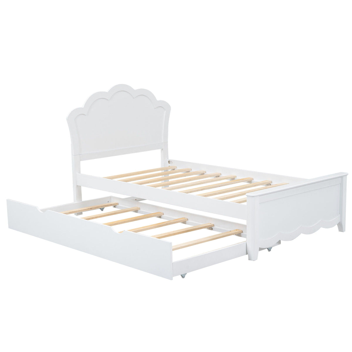 Platform bed with white cloud-shaped headboard and built-in trundle by HouseOfZazla on Tampa Home & Garden Store