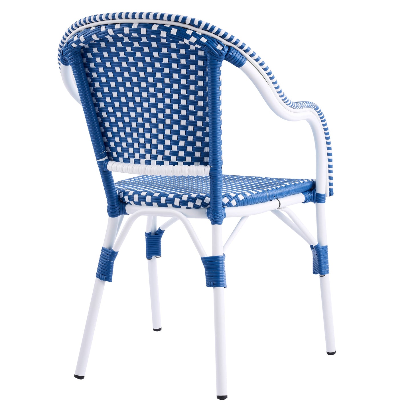 Outdoor Bistro Chairs aluminum frame blue-white woven seats set of 2 HouseOfZazla on Tampa Home & Garden Store