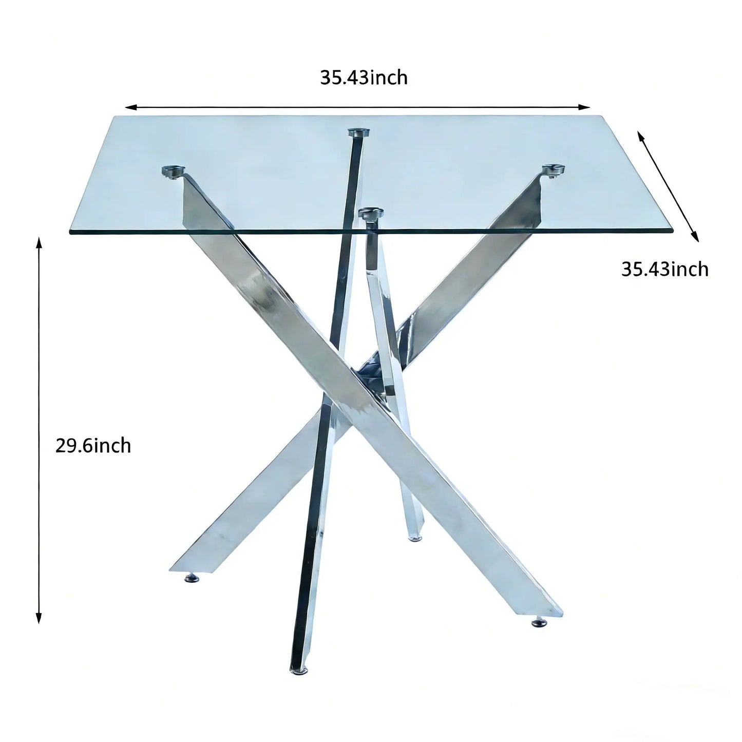 Glass dining table with cross metal legs and square tempered top Unique Piece Furniture on Tampa Home & Garden Store