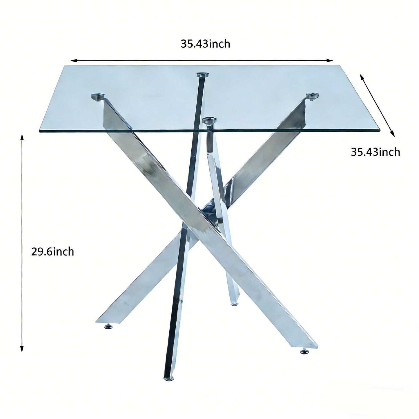 Dining table with tempered glass top and cross metal legs, square by HouseOfZazla on Tampa Home & Garden Store