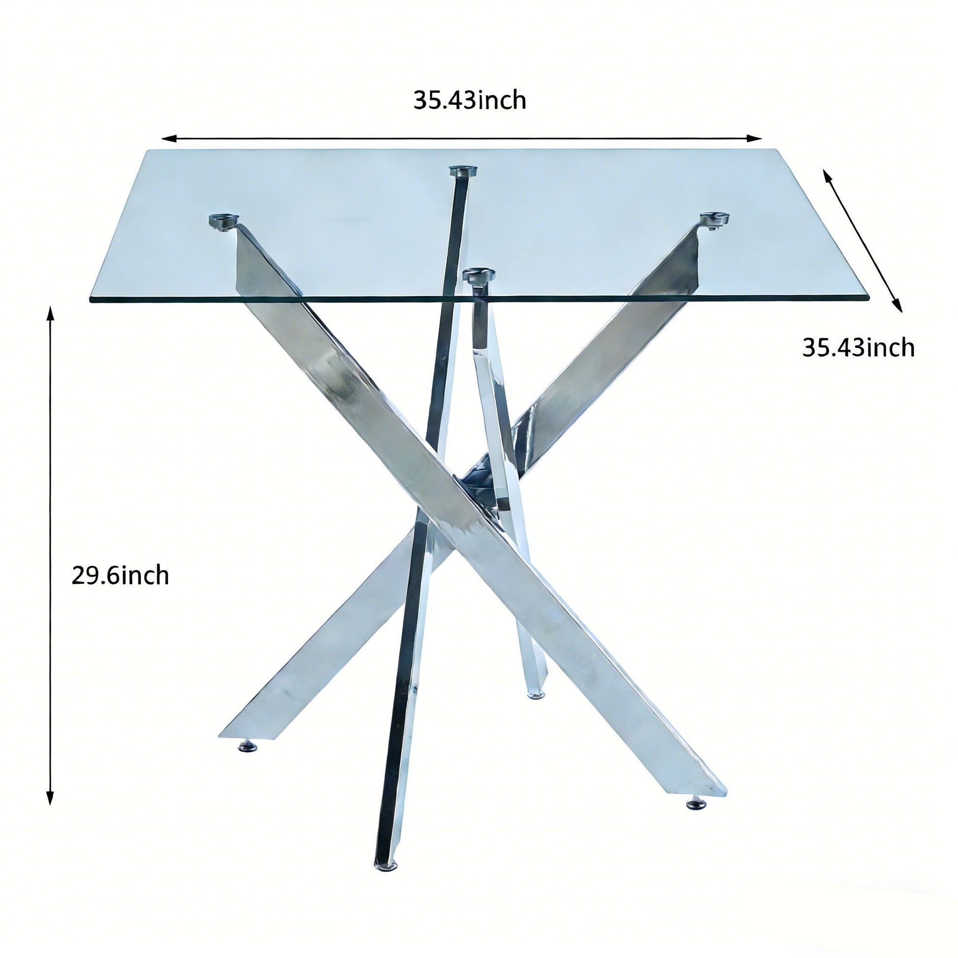 Dining table with tempered glass top and cross metal legs, square by HouseOfZazla on Tampa Home & Garden Store