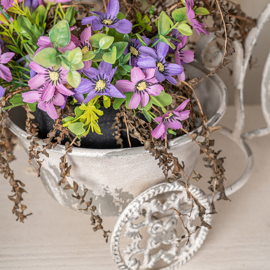 Rustic Bicycle Metal Wire Wall Planter Basket, antique silver finish, HouseOfZazla planter on Tampa Home & Garden Store