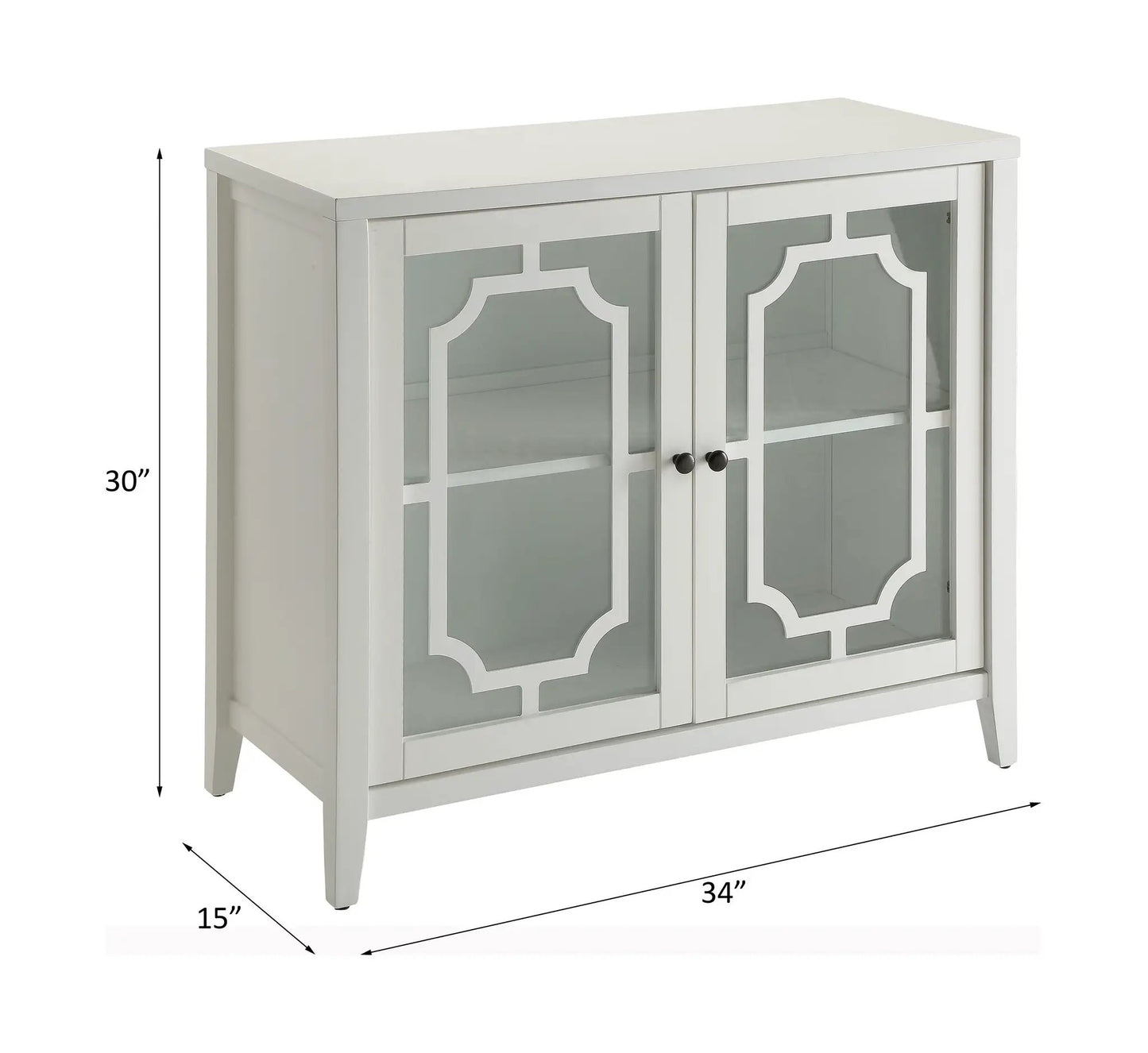 Ceara White Console Cabinet With Glass Doors