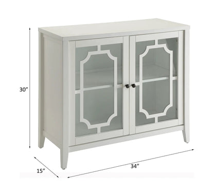 Ceara White Console Cabinet With Glass Doors