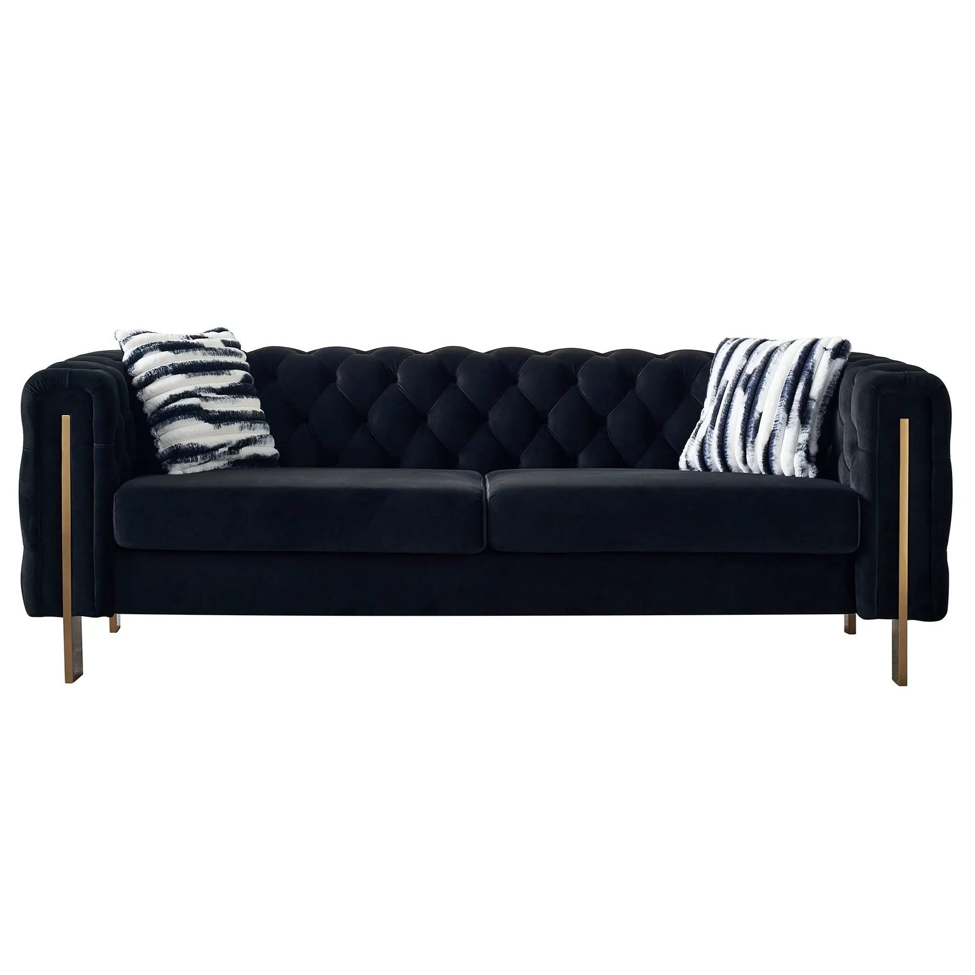 Chesterfield Modern Tufted Sofa 84.25W black with gold legs by Unique Piece Furniture on Tampa Home & Garden Store