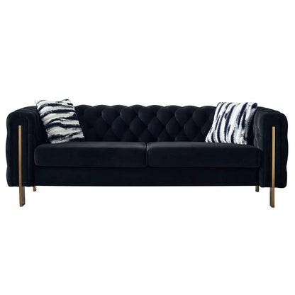 Chesterfield Modern Tufted Sofa 84.25W black with gold legs by Unique Piece Furniture on Tampa Home & Garden Store