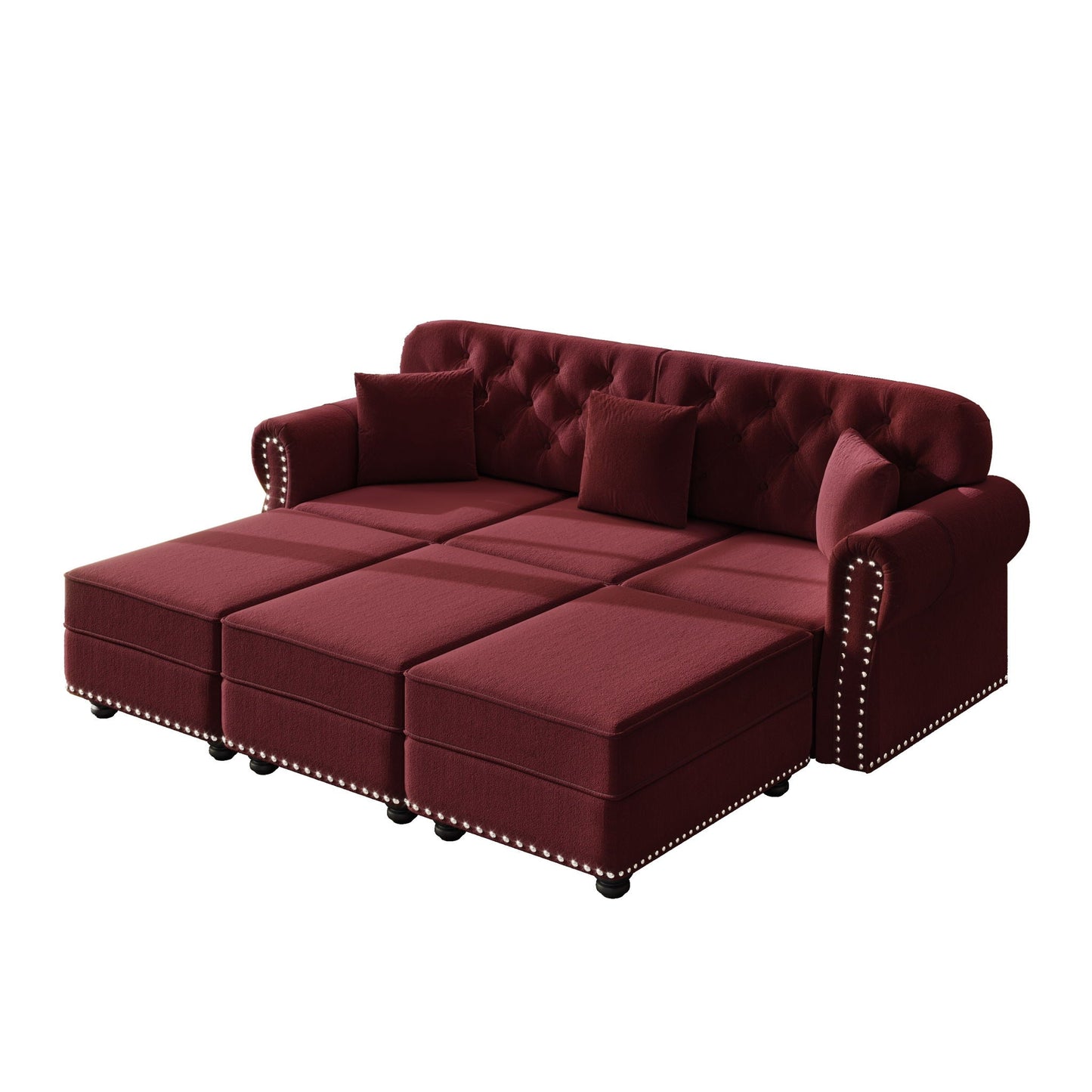 Upholstered Sofa Set with Nailhead and Pillows
