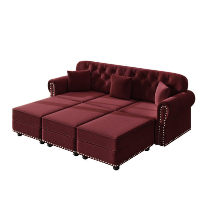 Upholstered Sofa Set with Nailhead and Pillows