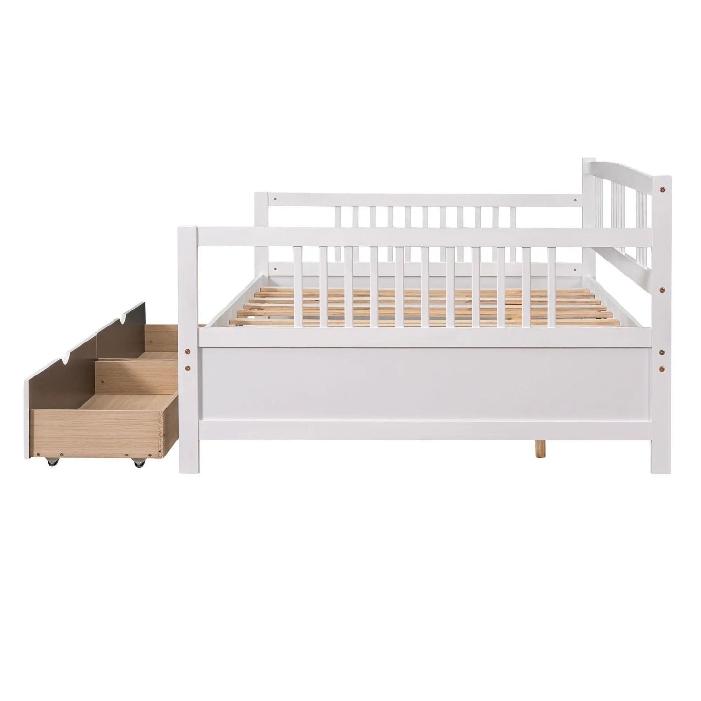 Multifunctional Modern Daybed, white storage bed with built-in staircase and slatted base on Tampa Home & Garden Store
