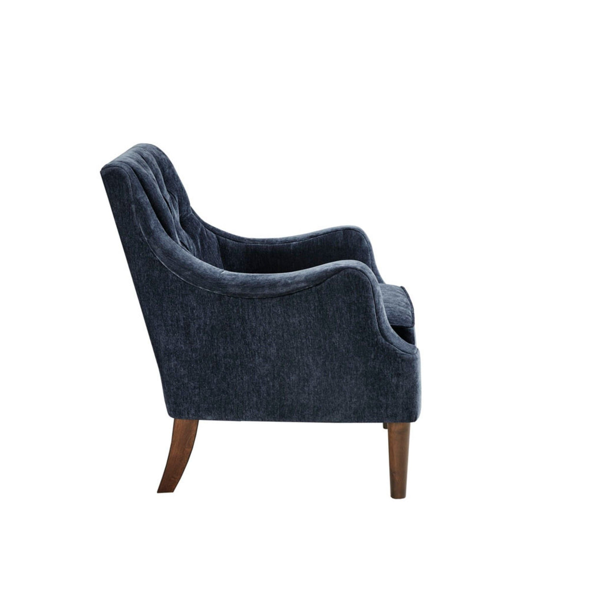HouseOfZazla blue velvet button-tufted accent armchair with removable cushion, wooden legs on Tampa Home & Garden Store