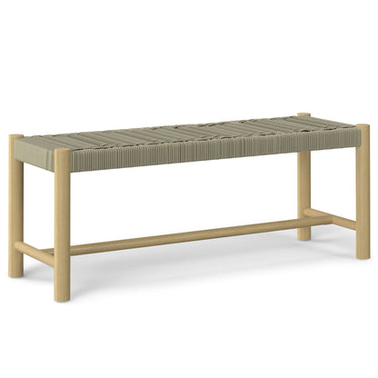 Dahlia bench HouseOfZazla taupe rope seat with natural wood legs on Tampa Home & Garden Store