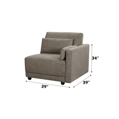 Rylie modular sectional sofa with toss pillows, taupe fabric, stationary sectional on Tampa Home & Garden Store